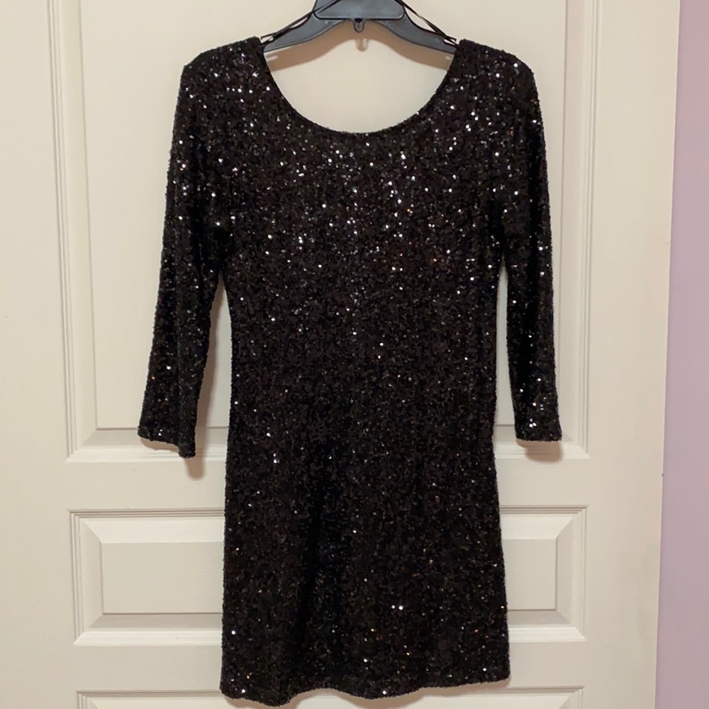 Black sequin mini dress